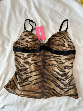 Women's Tiger Print Mesh Cami Top Size S
